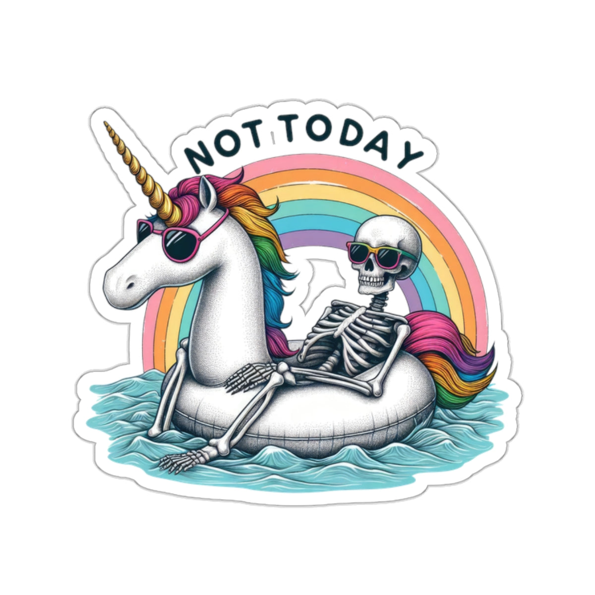 Not Today Skeleton Unicorn Sticker